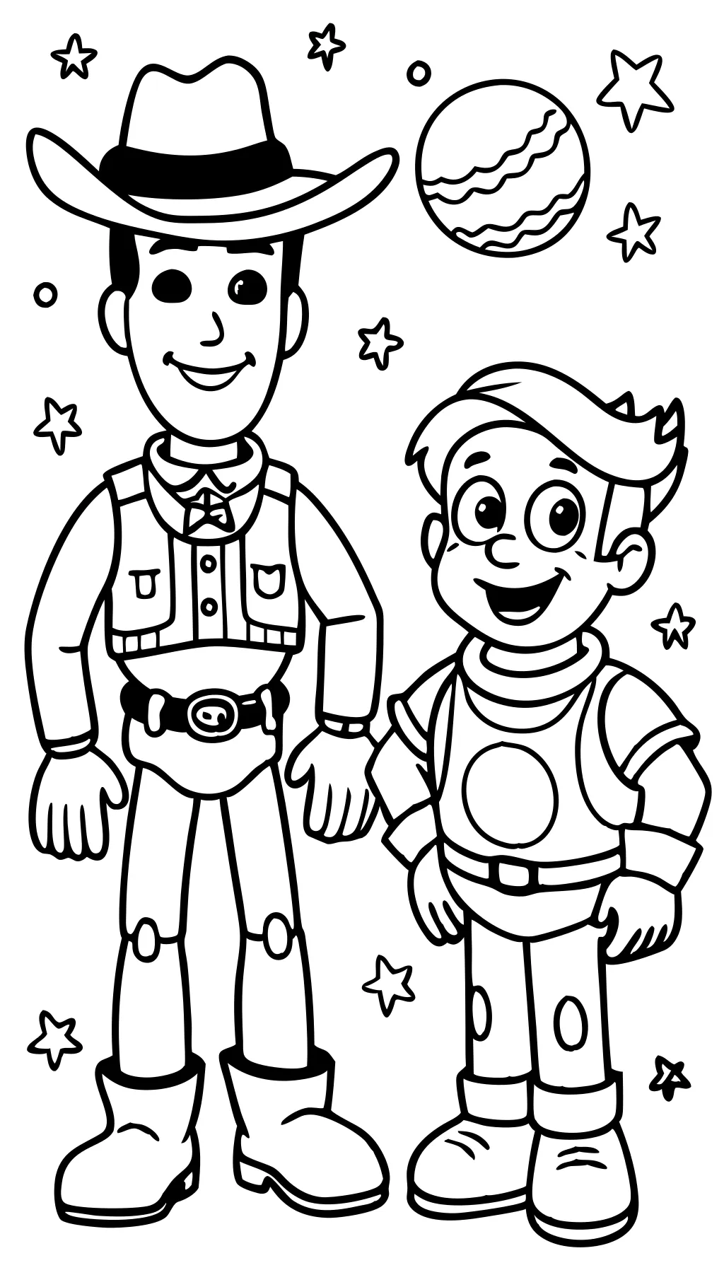 Páginas para colorear de Woody y Buzz Lightyear